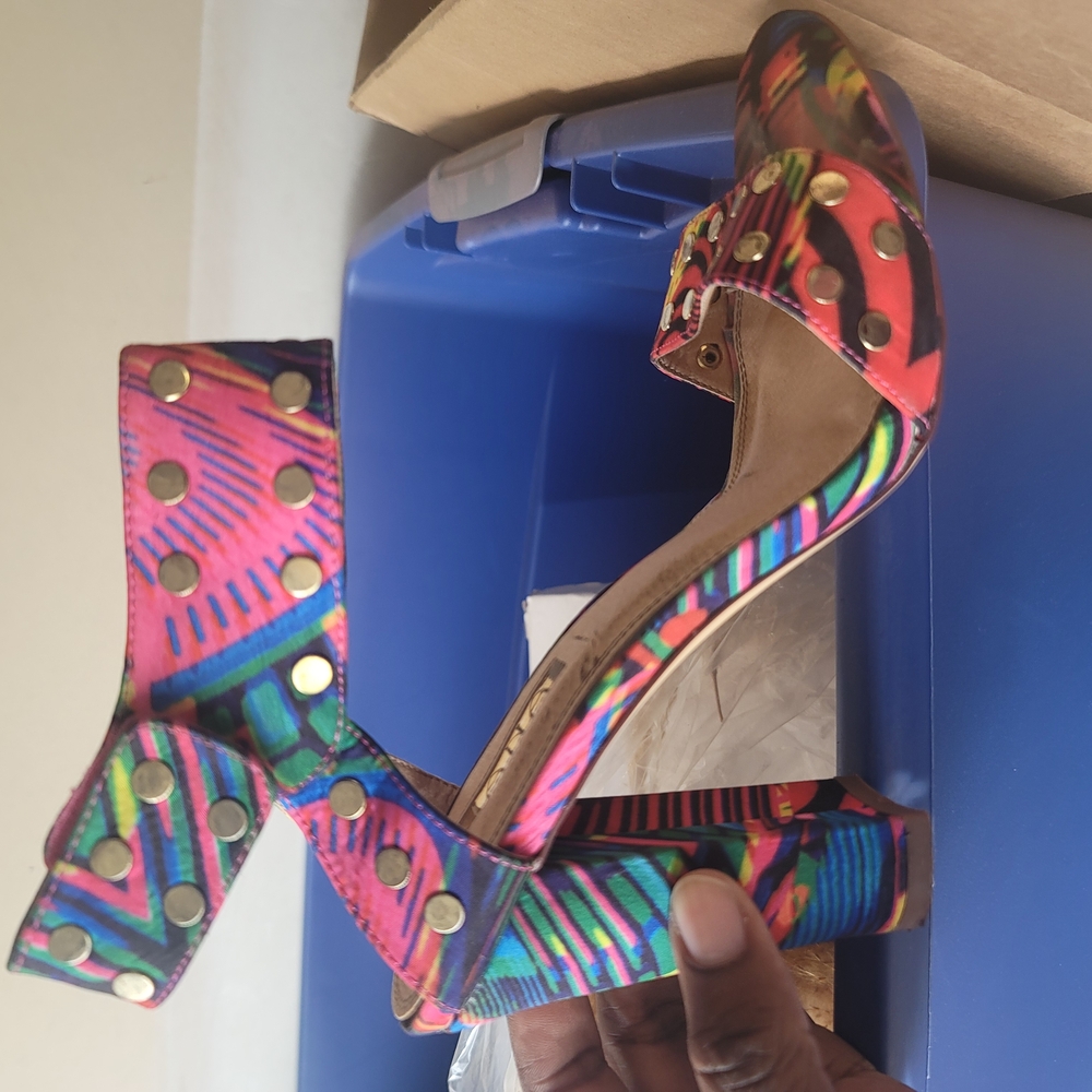 Vibrant Red and Blue Heels for a Stylish Look